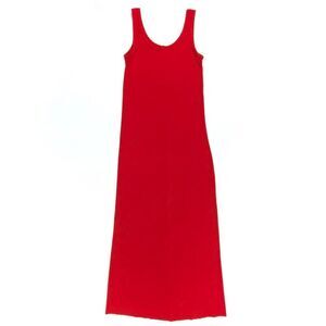 NEW Enza Costa Silk Ribbed Knit Tank Midi Dress Womens Medium Tomato Red